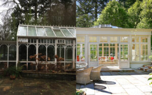 Renovated orangery showing before and after